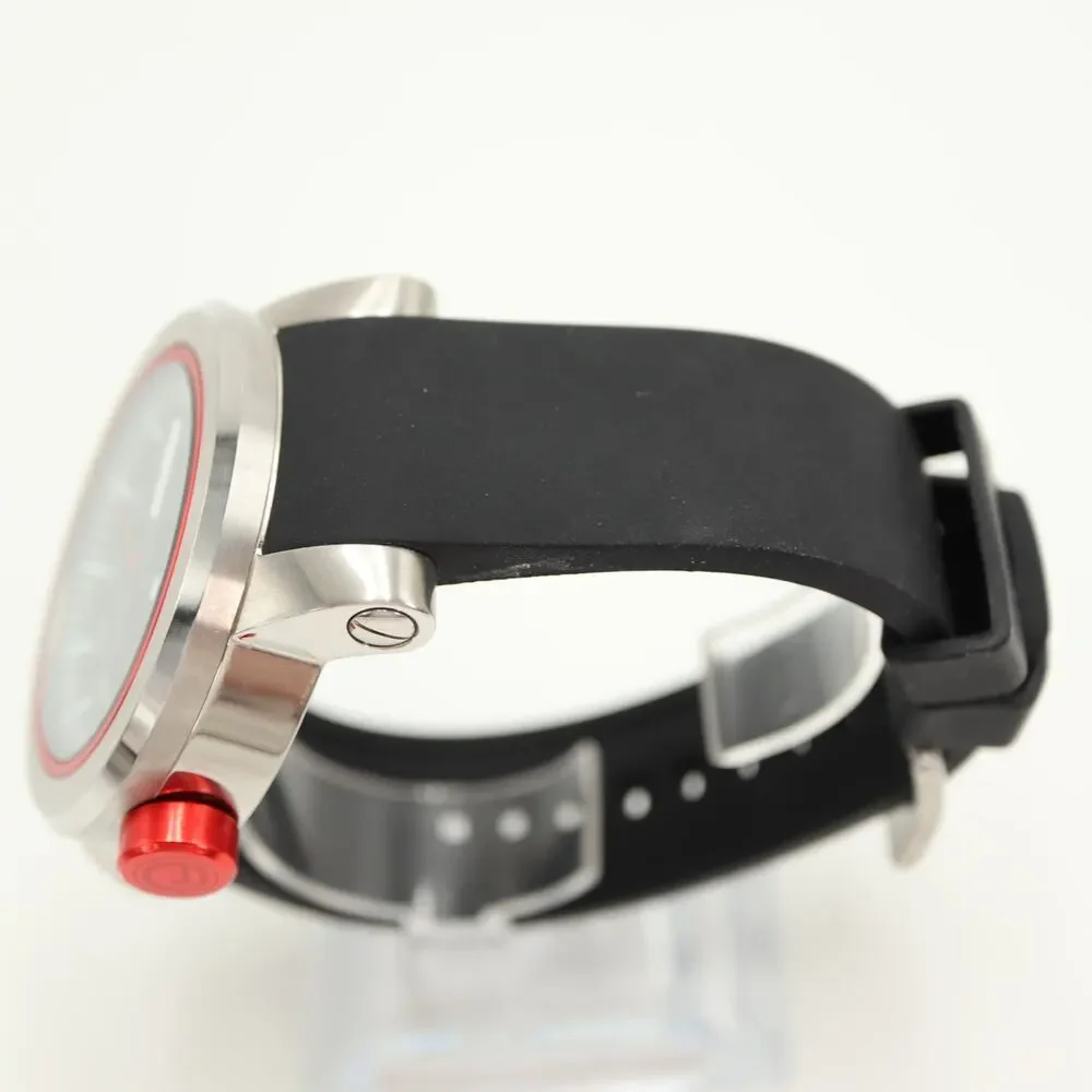 Red Line Mens 50mm Watch Silver Black 100m WR Heavy Duty Steel w New Battery
